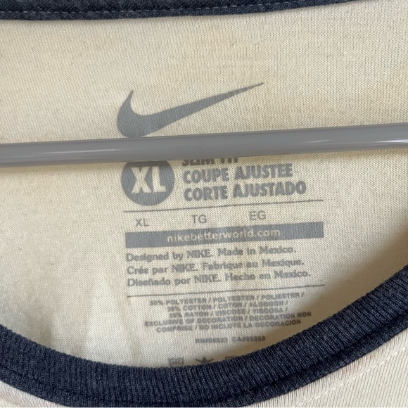 Nike Slim Fit UConn Tri-Blend 3/4 Sleeve Raglan Tee Cream Sz XL - Picture 3 of 5